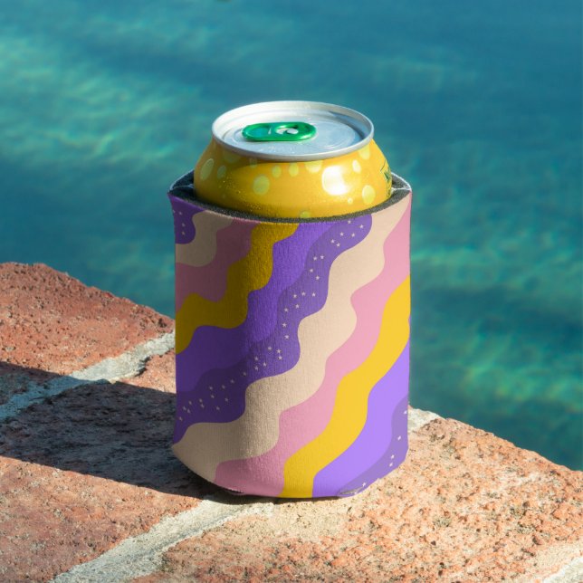 Rafraîchisseur Pour Canette Super  de rayure céleste jaune violet Abstraite (Piscine in situ)