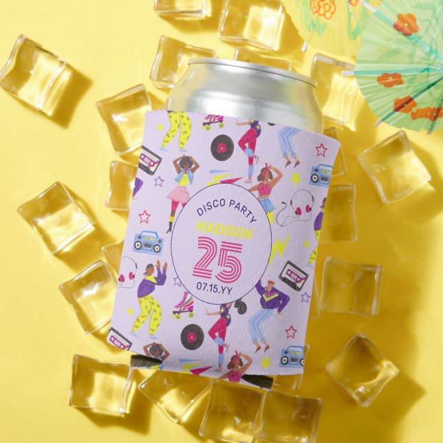 Rafraîchisseur Pour Canette Super Roller Disco Lila Party Millennial Retro (Été in situ)