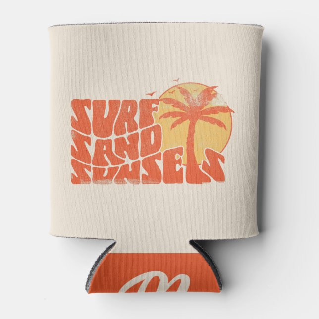 Rafraîchisseur Pour Canette Surf Rétro Couchers de soleil Palm Tree Beach Vibe (Devant)