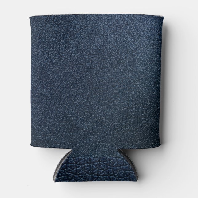 Rafraîchisseur Pour Canette Surface de texture en cuir bleu foncé (Devant)