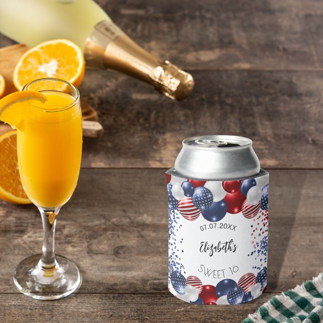 Rafraîchisseur Pour Canette Sweet 16 patriotique USA rouge blanc bleu drapeau (Créateur téléchargé)