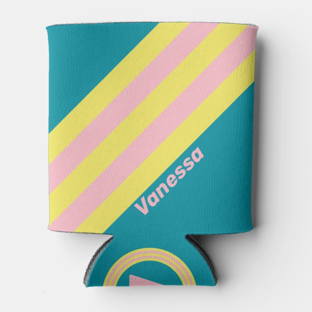 Rafraîchisseur Pour Canette Sweet Sea Kiss Stripes avec nom (Devant)