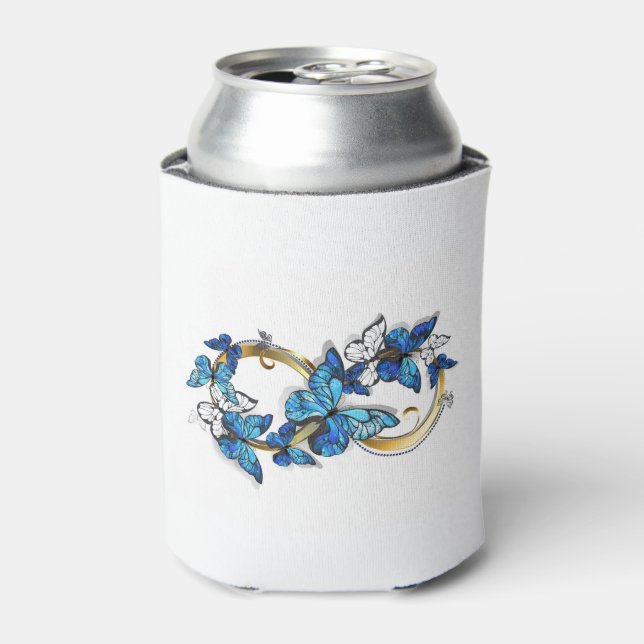 Rafraîchisseur Pour Canette Symbole infini de papillons Morpho bleus (Can devant)