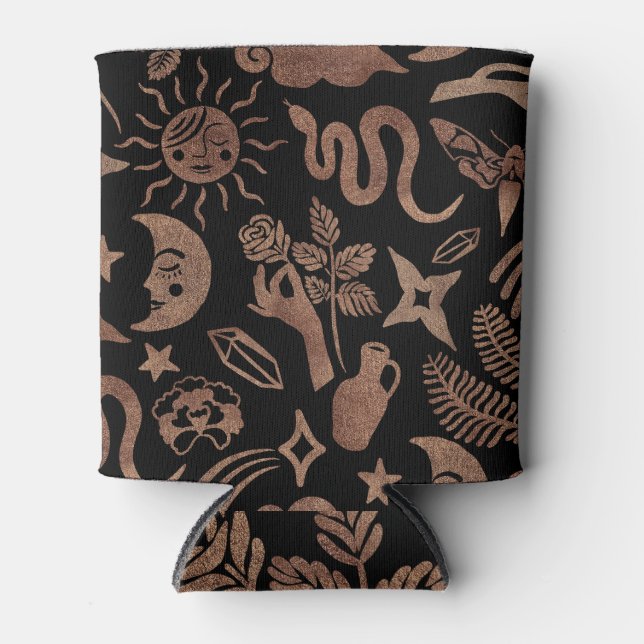 Rafraîchisseur Pour Canette Symboles mystiques : serpent, soleil, lune. (Devant)