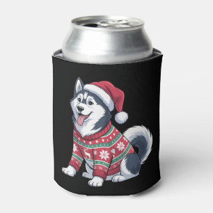 Rafraîchisseur Pour Canette T-shirt Ugly avec Chien Husky Sibérien et Chapeau 