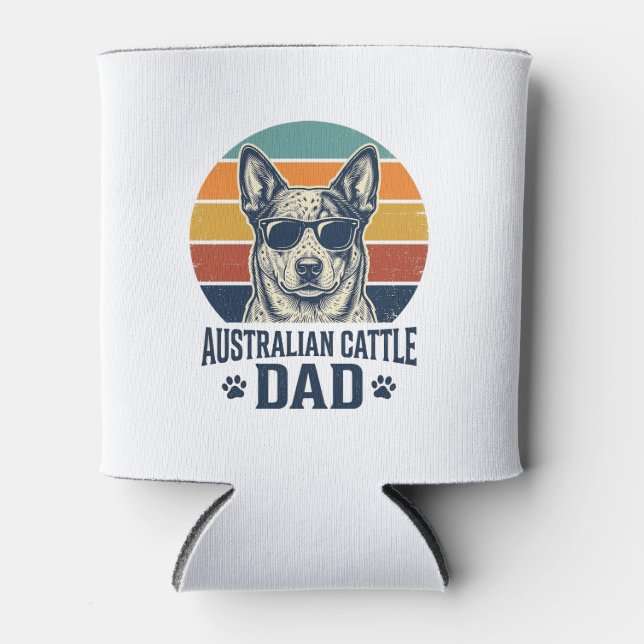 Rafraîchisseur Pour Canette T-shirt vintage coucher de soleil Papa Blue Heeler (Devant)