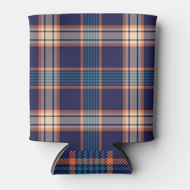 Rafraîchisseur Pour Canette Tartan plaid, texture marine colorée. (Devant)