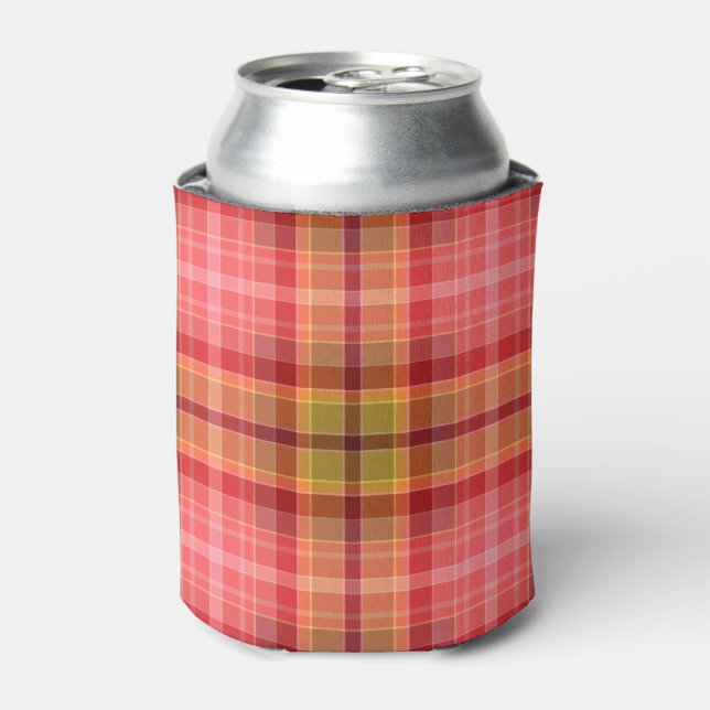 Rafraîchisseur Pour Canette Tartan Rose Orange (Can devant)