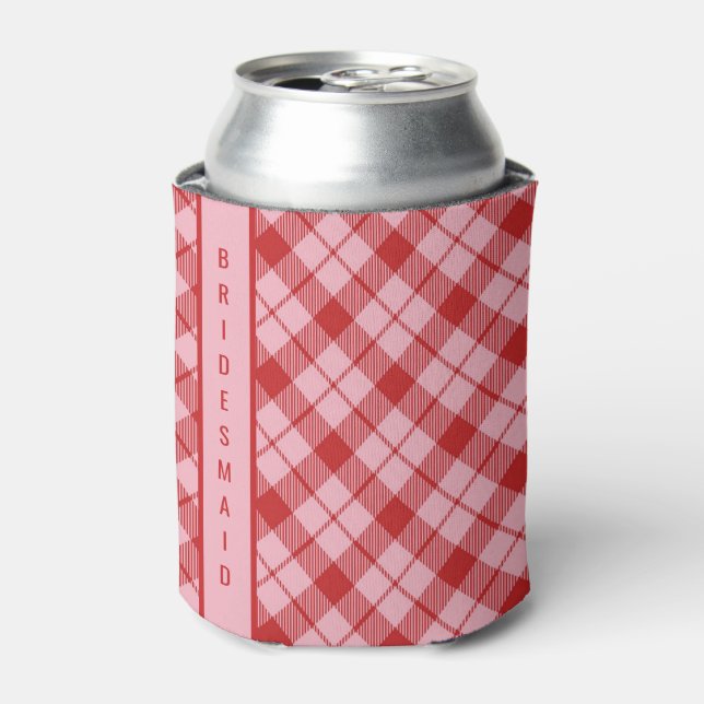 Rafraîchisseur Pour Canette Tartan Rose + Rouge  (Can devant)