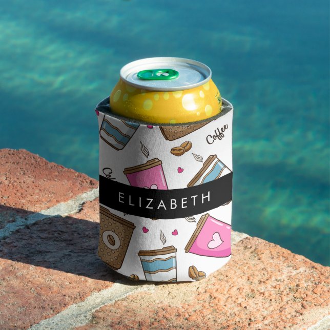 Rafraîchisseur Pour Canette Tasses À Café, Haricots À Café, Coeurs, Votre Nom (Piscine in situ)