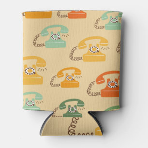 Rafraîchisseur Pour Canette Téléphones rétro, motif sans couture colorée.