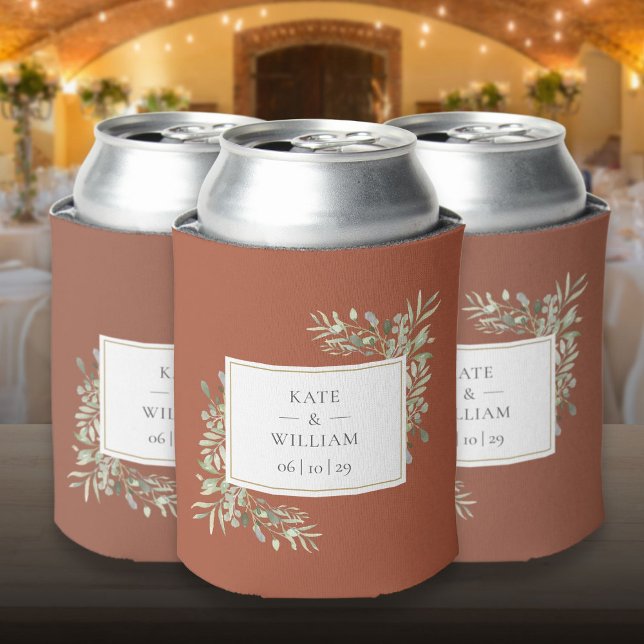 Rafraîchisseur Pour Canette Terracotta Green Foliage Mariage (Terracotta Greenery Foliage Wedding Can Cooler)