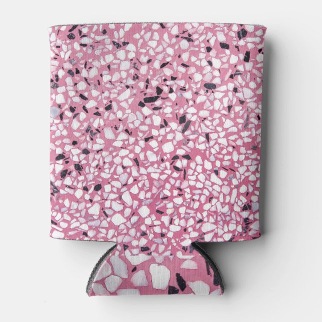 Rafraîchisseur Pour Canette Terrazzo Texture Abstraite rose noir (Devant)