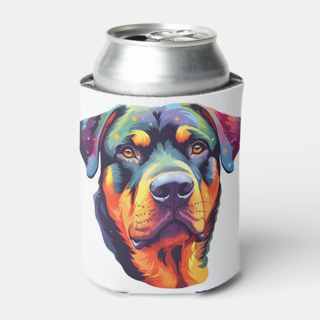 Rafraîchisseur Pour Canette Tête colorée Rottweiler (Can devant)