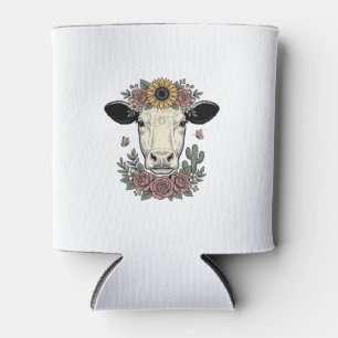 Rafraîchisseur Pour Canette Tête de vache florale dessin vintage gravure Desig