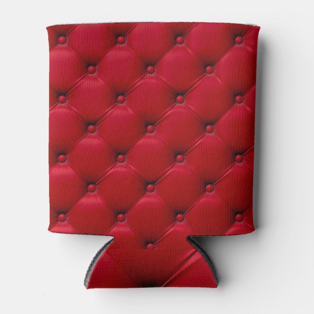 Rafraîchisseur Pour Canette Texture boutonnée rouge : motif extensible. (Devant)
