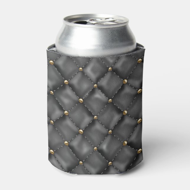 Rafraîchisseur Pour Canette Texture de cuir brillant avec perles dorées (Can devant)