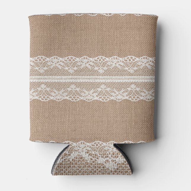 Rafraîchisseur Pour Canette Texture de dentelle blanche Brown (Devant)