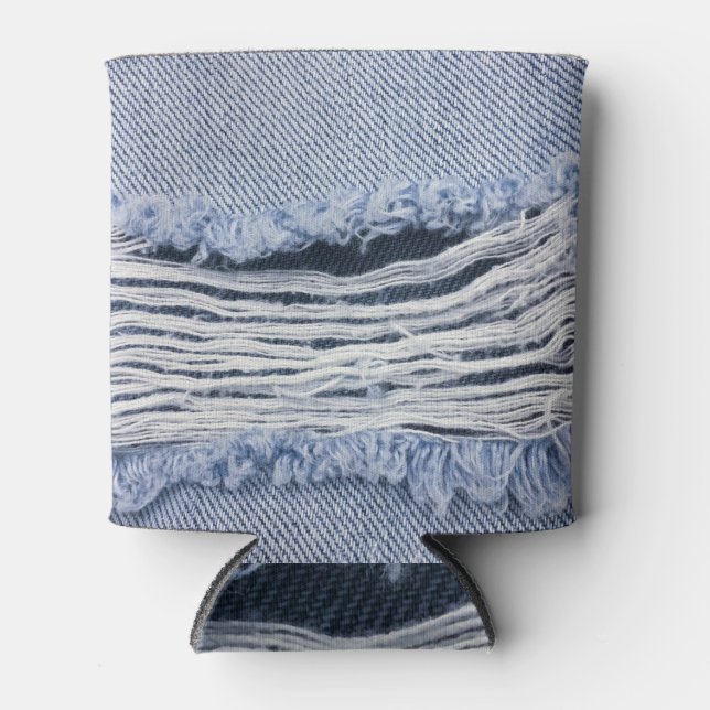Rafraîchisseur Pour Canette Texture de jean bleu clair torn (Devant)