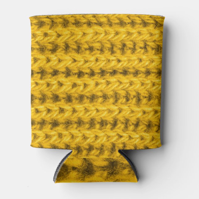 Rafraîchisseur Pour Canette Texture de laine jaune vif (Devant)