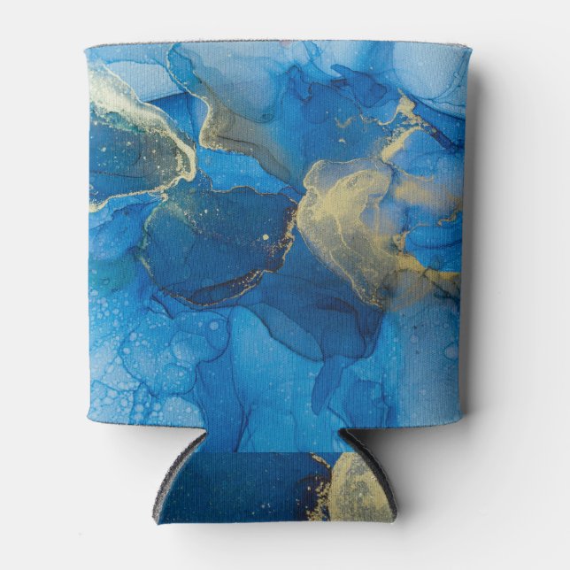 Rafraîchisseur Pour Canette Texture de marbre bleu Abstrait (Devant)