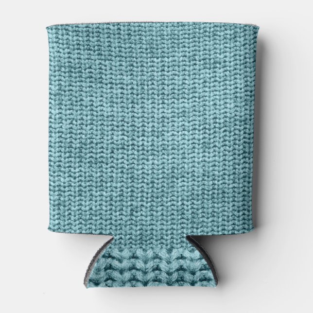 Rafraîchisseur Pour Canette Texture de Sweat Turquoise Hiver. (Devant)