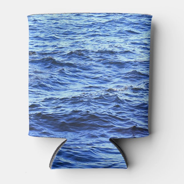 Rafraîchisseur Pour Canette texture d'eau bleue marine Abstraite. (Devant)