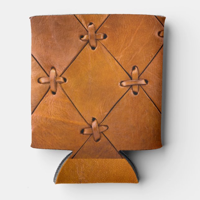 Rafraîchisseur Pour Canette Texture en cuir, détails de selvage naturel. (Devant)