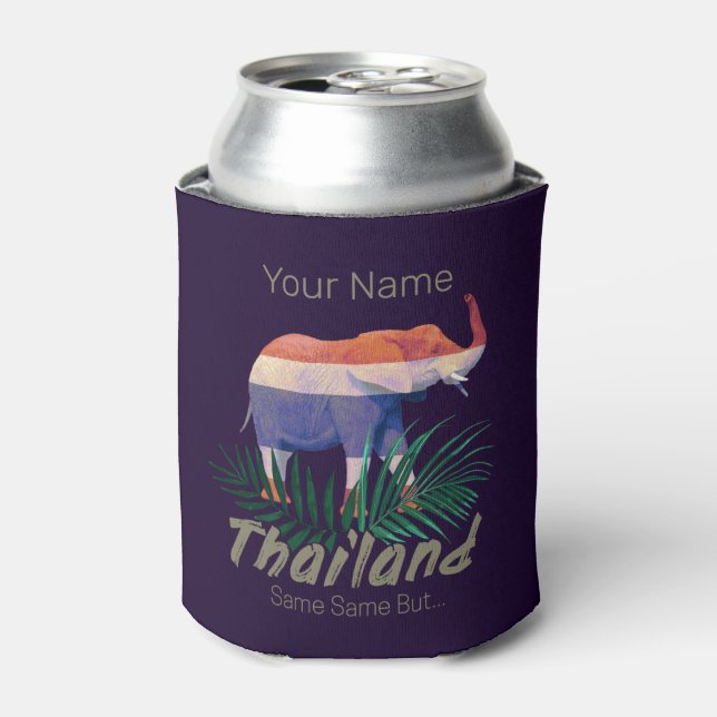 Rafraîchisseur Pour Canette Thaïlande Elephant Drapeau Jungle Feuille Souvenir (Can devant)