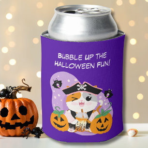 Rafraîchisseur Pour Canette Thé à bulles avec chat kawaii pirate Halloween Fun