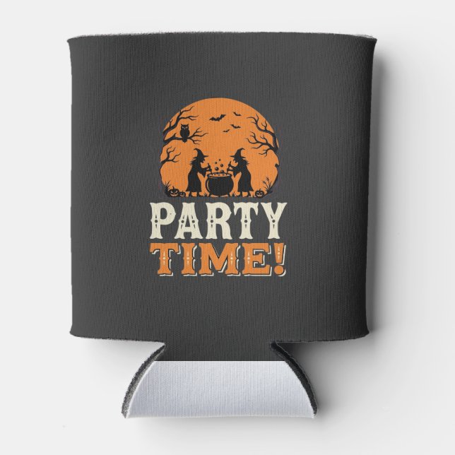 Rafraîchisseur Pour Canette Thème de fête d'Halloween Sorcière Chaudron Design (Devant)