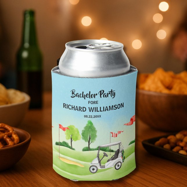 Rafraîchisseur Pour Canette Thème Golf Soirée de Célibataire Hommes Nom Date (Créateur téléchargé)
