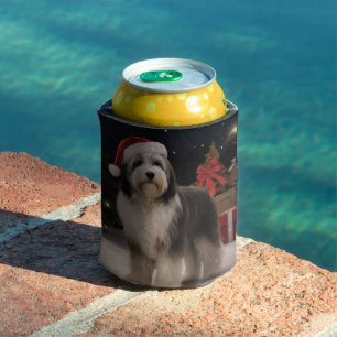 Rafraîchisseur Pour Canette Tibetan Terrier dans la neige de Noël