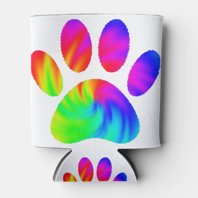 Rafraîchisseur Pour Canette Tie Dye Chien Empreinte de patte Graphic (Devant)