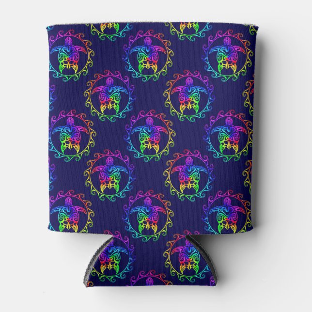 Rafraîchisseur Pour Canette Tie Dye Tribal Turtle Moari Sun Blue (Devant)