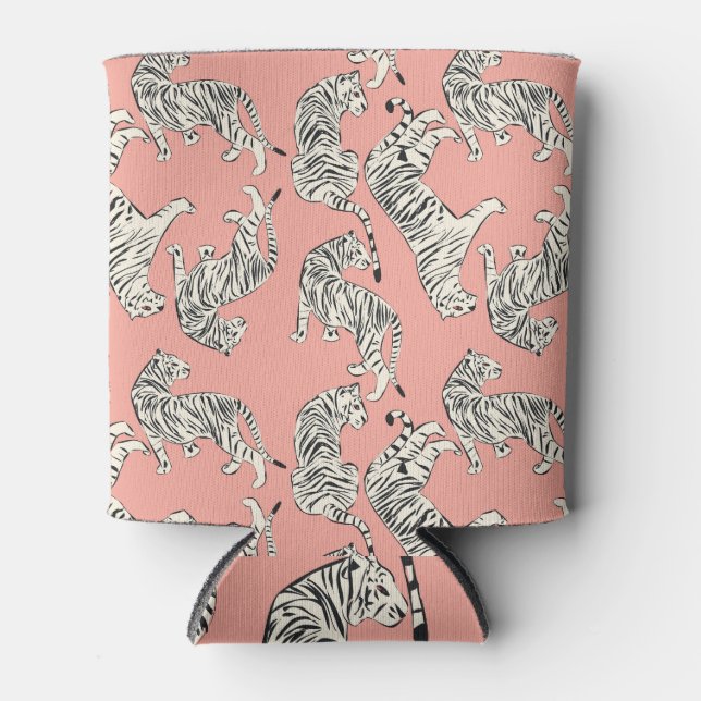 Rafraîchisseur Pour Canette Tigres blancs : Motif exotique rose (Devant)