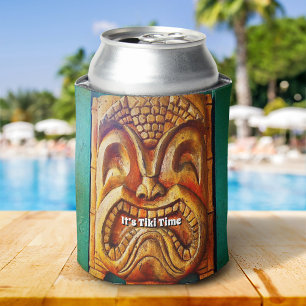 Rafraîchisseur Pour Canette Tiki Time Fun Cool à feu Vintage rétro Tropical