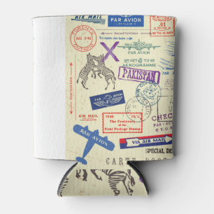 Rafraîchisseur Pour Canette Timbre De Document vintage, Jeu De Décor.