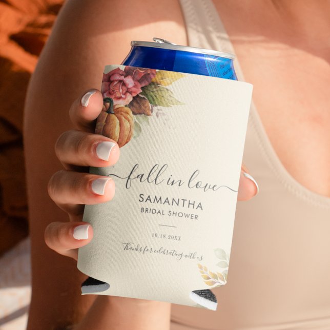 Rafraîchisseur Pour Canette Tombez amoureux Citrouille Feuilles d'automne Show (Fall in Love Floral Pumpkin Fall Bridal Shower Can Cooler)
