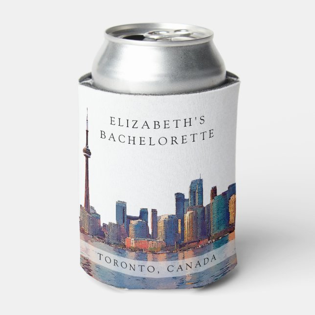 Rafraîchisseur Pour Canette Toronto Skyline Aquarelle Enterrement de Vie de Je (Can devant)