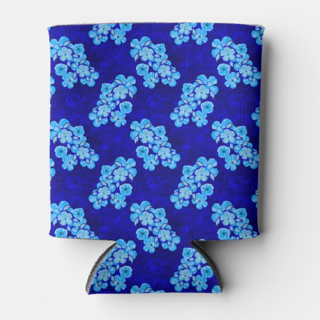 Rafraîchisseur Pour Canette Tortues de Miel Bleu Océan Hibiscus Fleurs (Devant)