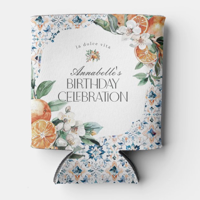 Rafraîchisseur Pour Canette Toscane Carrelage Citrus Italien Anniversaire Fête (Devant)