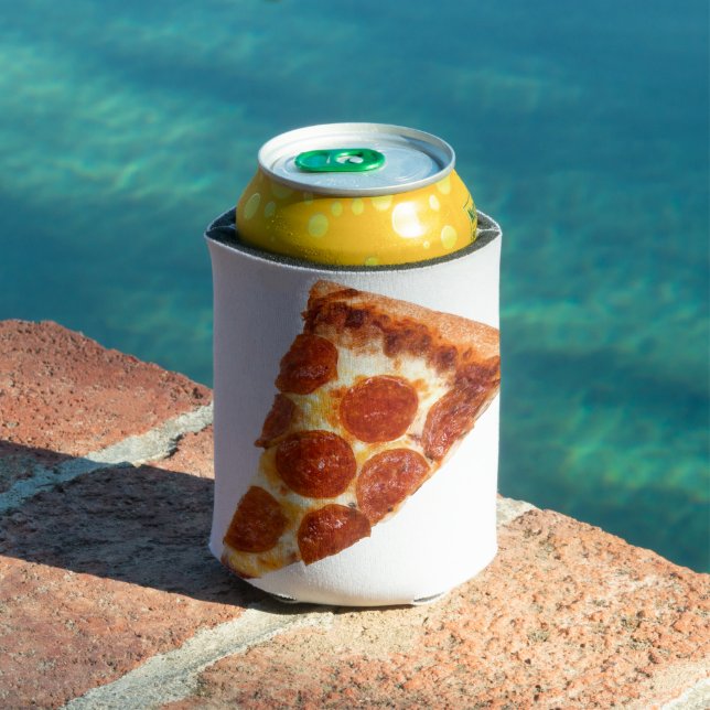 Rafraîchisseur Pour Canette tranche de pizza pepperoni classique de SlipperyJo (Piscine in situ)