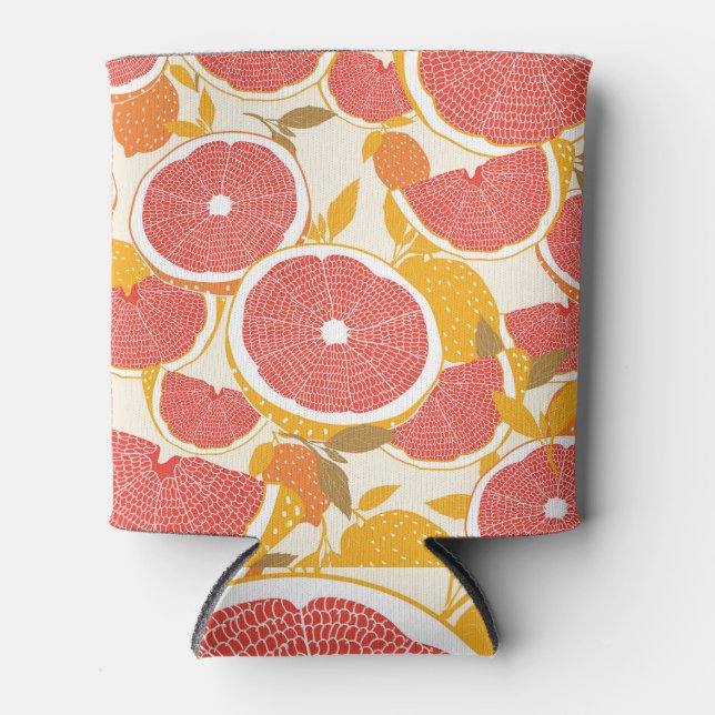 Rafraîchisseur Pour Canette Tranches de pamplemousse avec Feuilles (Devant)