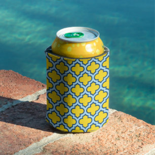 Rafraîchisseur Pour Canette Trellis jaune et bleu bébé, treillis, Quatrefoil