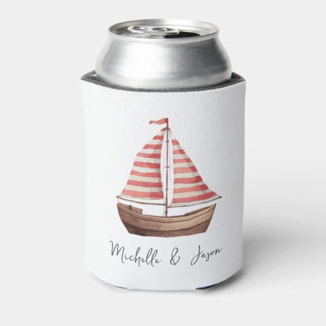 Rafraîchisseur Pour Canette Trendy Sailboat Nautical Watercolor Personalized   (Can Dos)