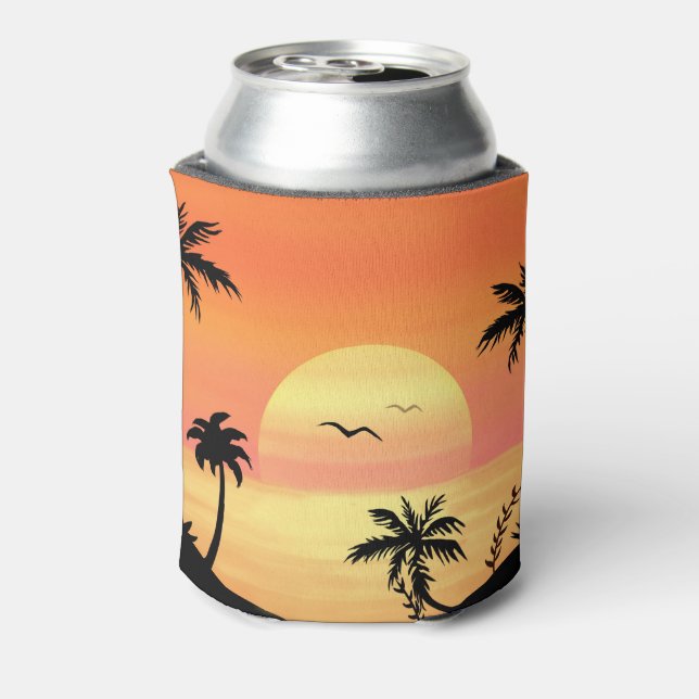 Rafraîchisseur Pour Canette Tropical Beach Sunset Palm Tree Silhouette Art (Can Dos)