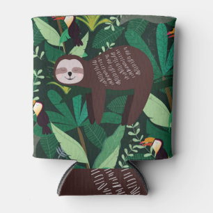 Rafraîchisseur Pour Canette Tropical Sloth : Cartoon Motif sans couture