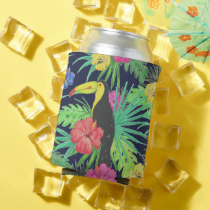 Rafraîchisseur Pour Canette Tucan tropical et forêt tropicale Feuille