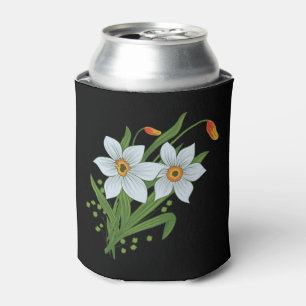 Rafraîchisseur Pour Canette Tulipes et jonquilles Fleurs Fond noir Pouvez